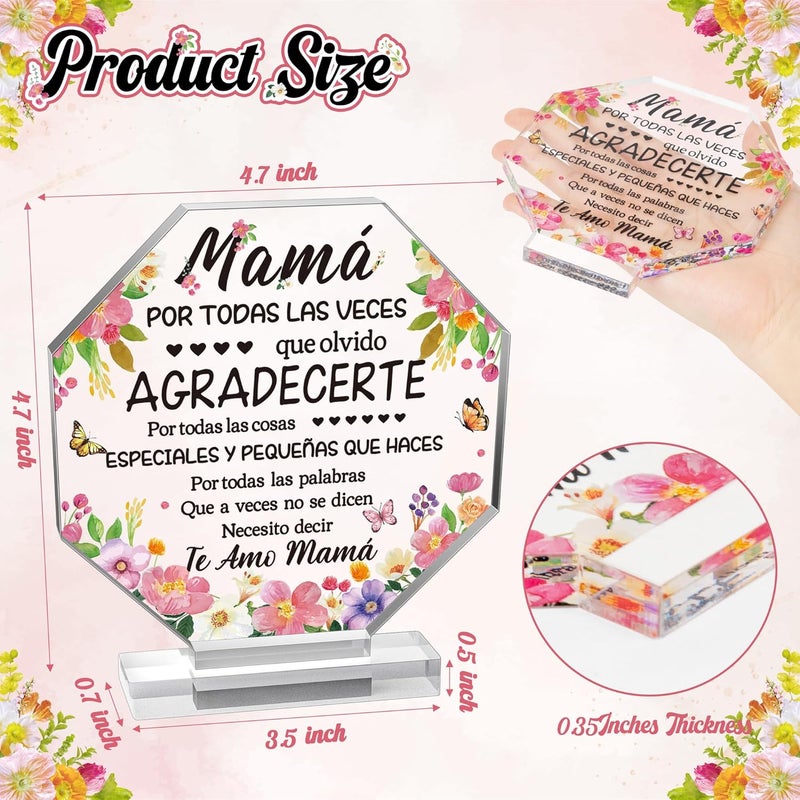 Yopyame Mother’s Day Acrylic Gift - Spanish Mom Birthday Plaque Sign Regalos para Mamá Acrylic Gift for Home Table Desk Shelf Decor Keepsake Gifts for Mom in Spanish Mother’s Gifts from Daughter Son - Image 2